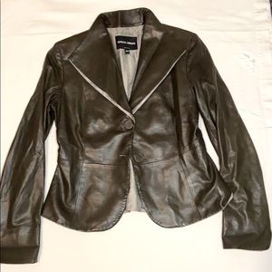 Chocolate brown leather blazer